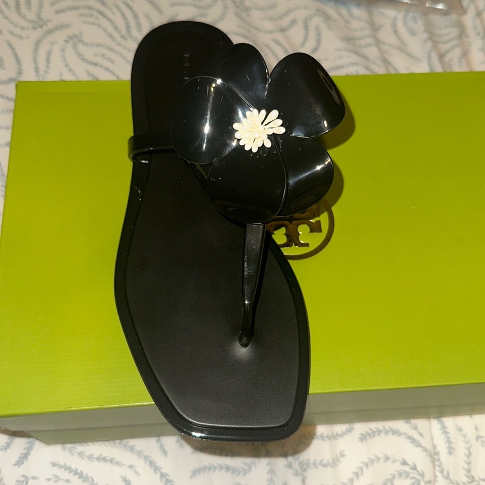 Women’s Tory Burch flower jelly Sandals black